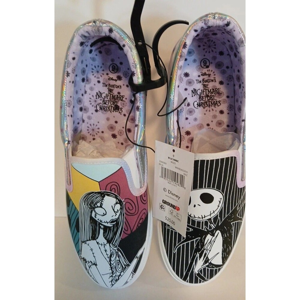 NWT Disney Nightmare Before Christmas Women's 9 Low Top Slip-On Sneaker Shoes